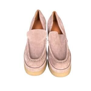 MARK FISHER chunky platform tan suede leather slip on preppy academia shoes sz 9